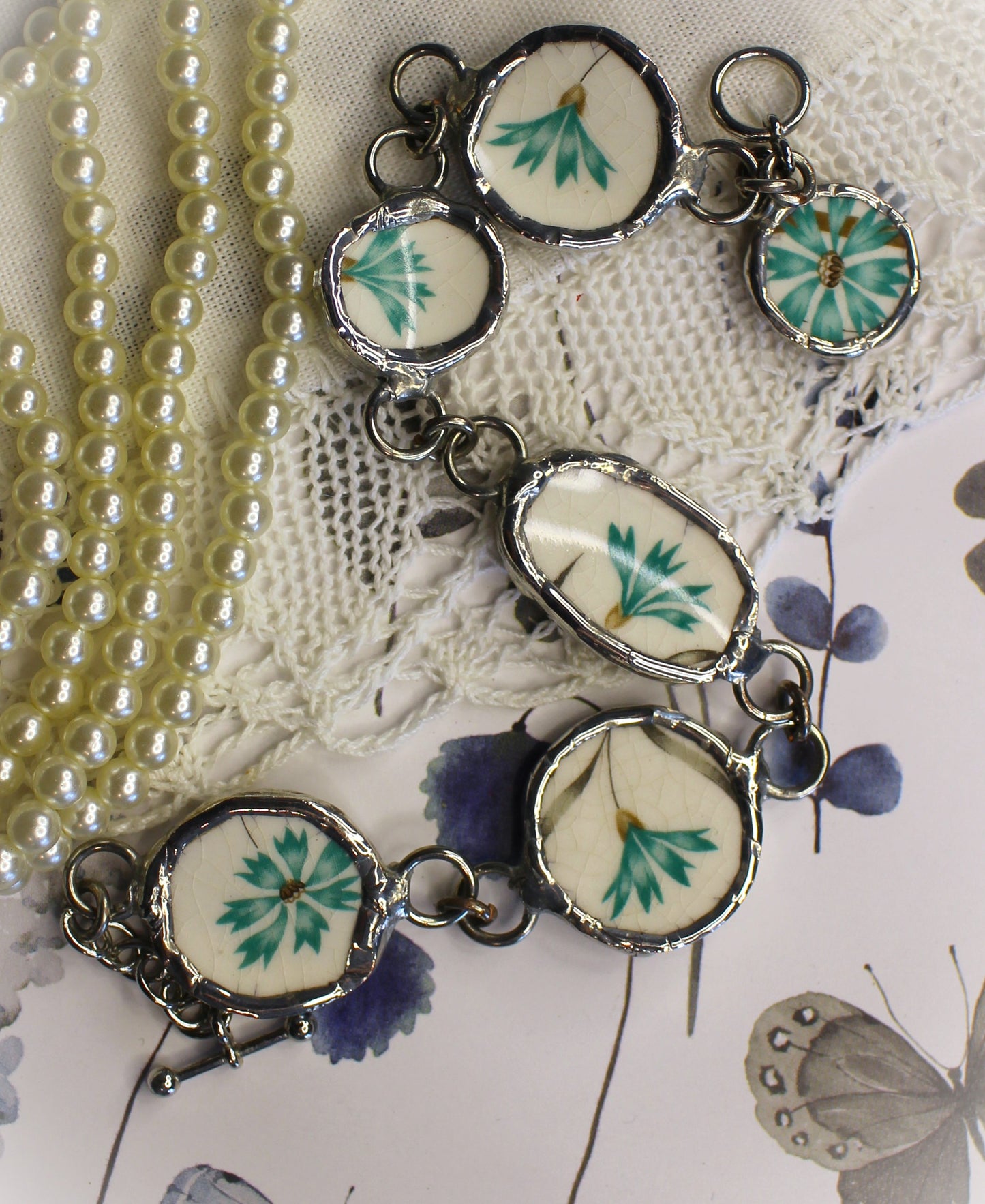 Blue Flower Charm Bracelet