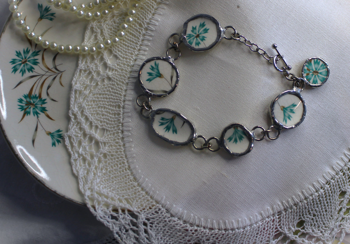 Blue Flower Charm Bracelet