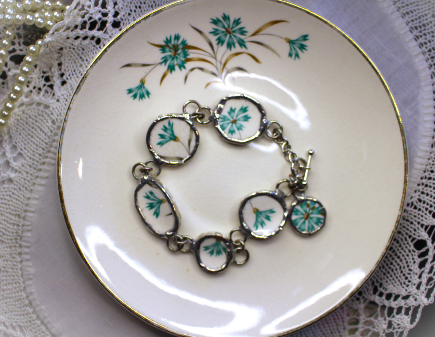 Blue Flower Charm Bracelet