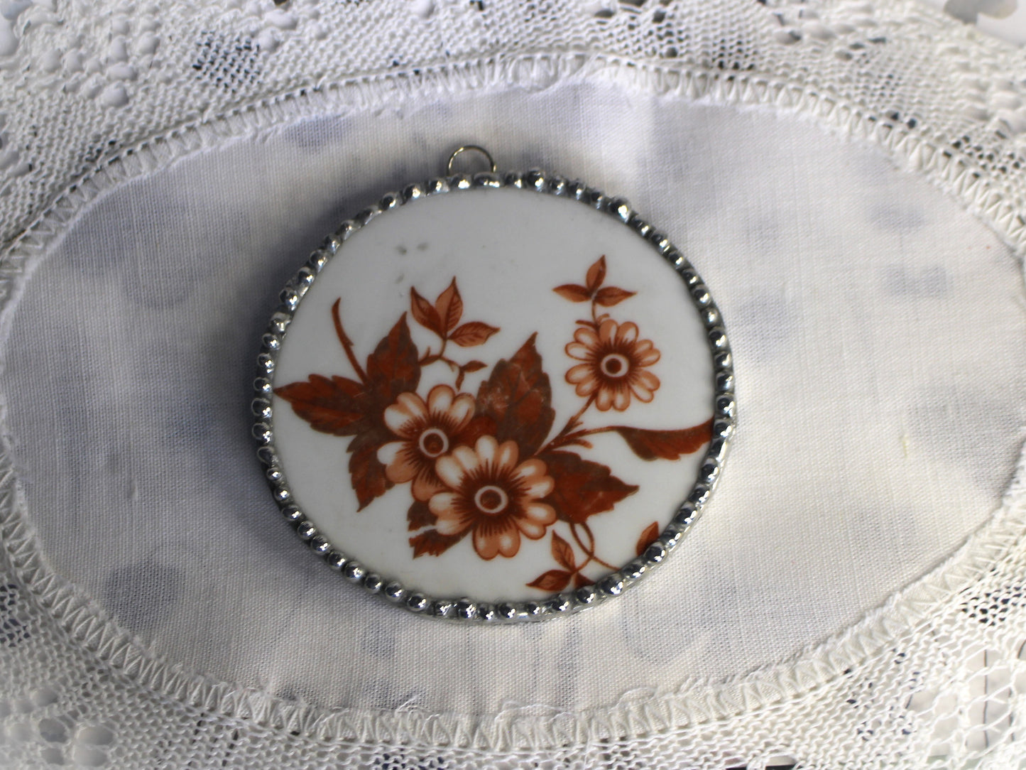 Brown Floral Porcelain Ornament