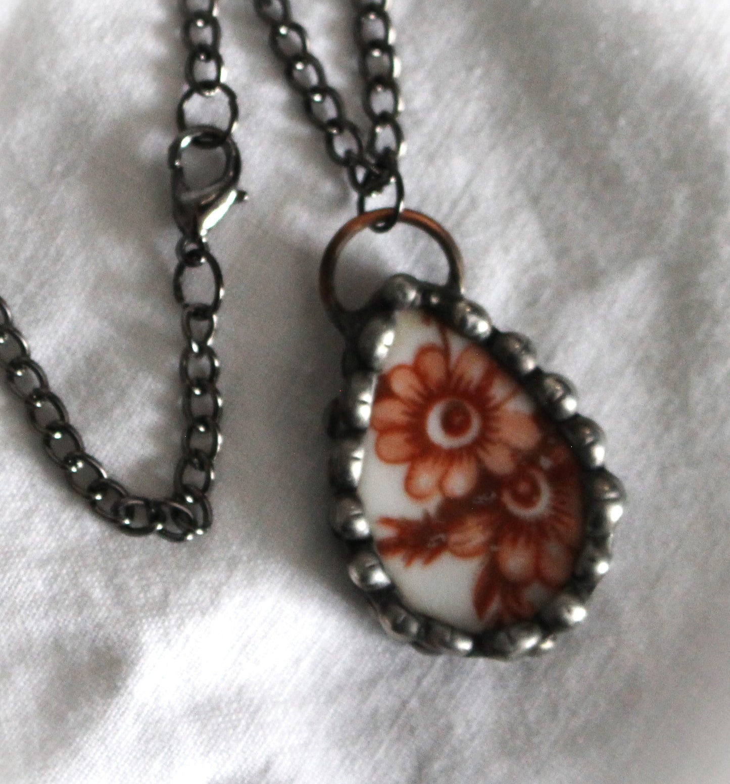 Teardrop Brown Floral Pendant