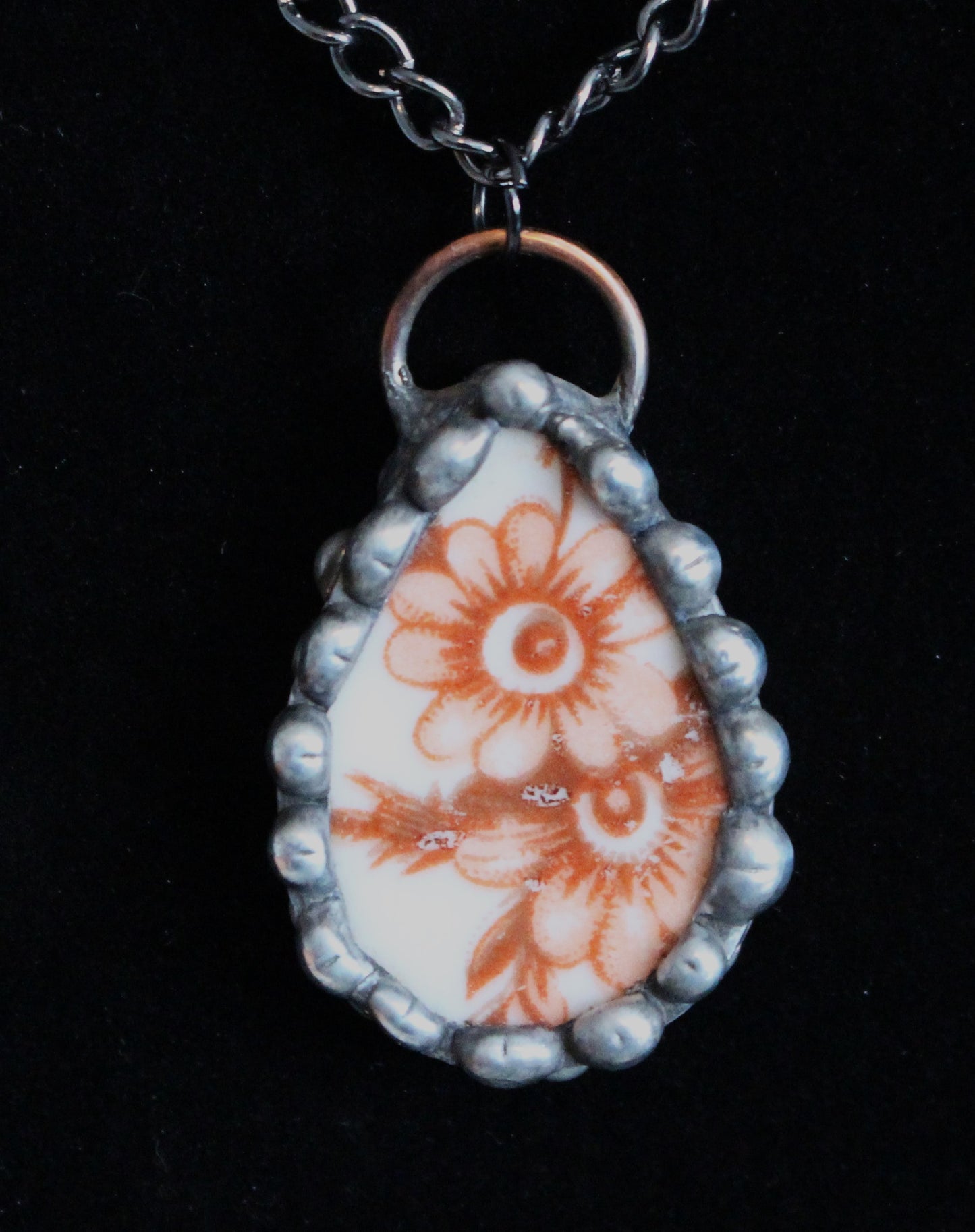 Teardrop Brown Floral Pendant