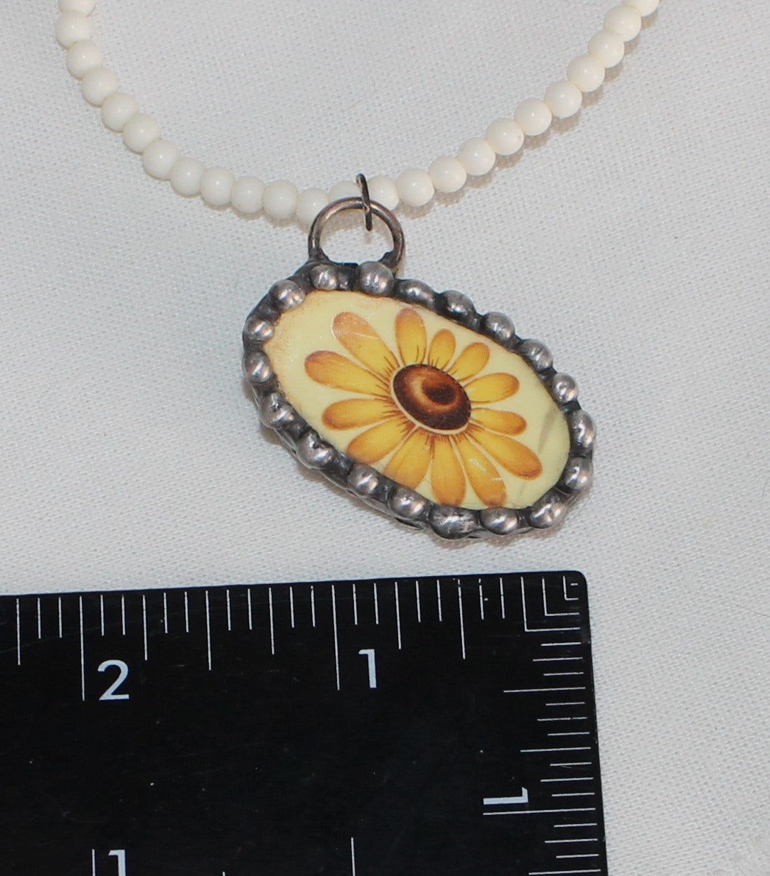 Oval Angled Yellow Daisy Pendant