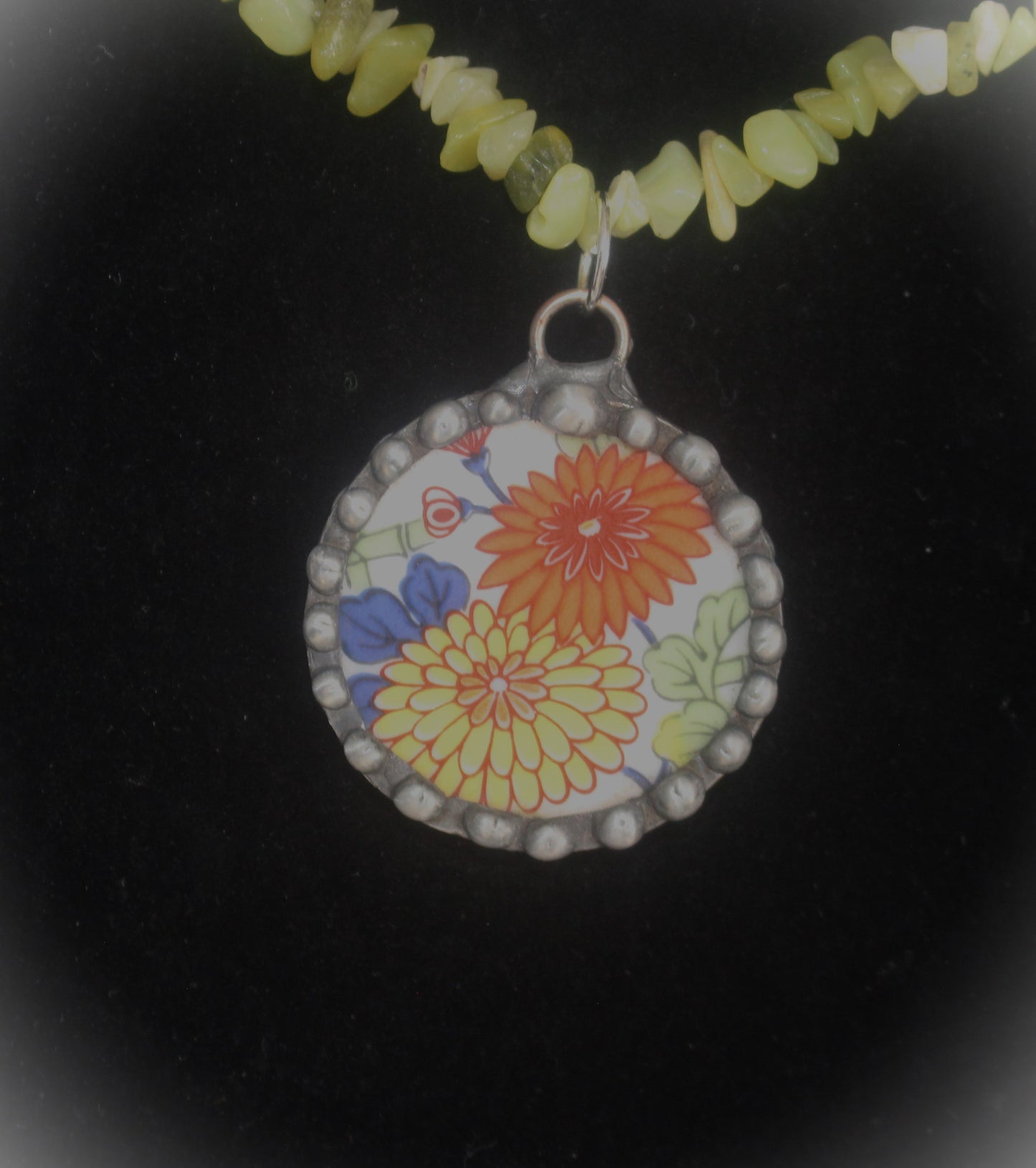 Vibrant Yellow and Orange Chrysanthemums Round Pendant