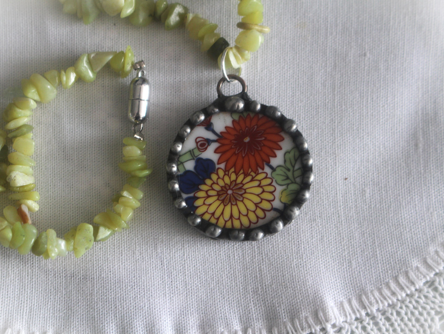 Vibrant Yellow and Orange Chrysanthemums Round Pendant