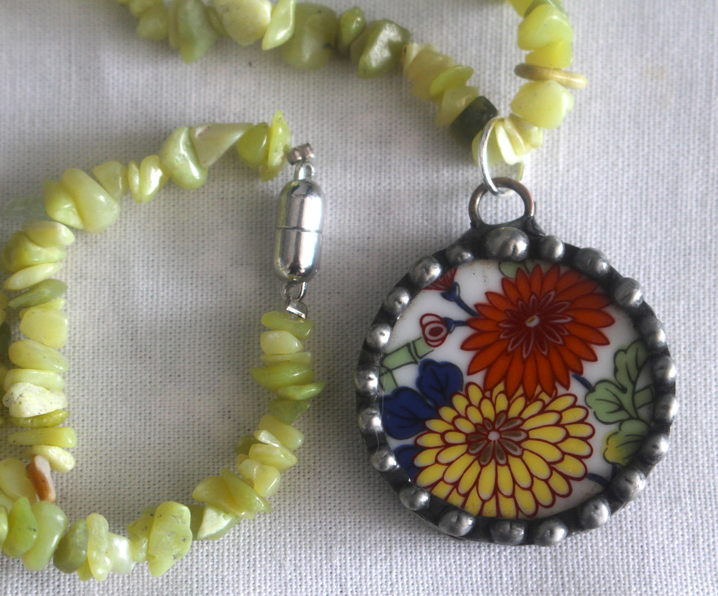 Vibrant Yellow and Orange Chrysanthemums Round Pendant