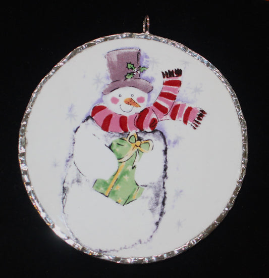 Snowman With Present Ornament