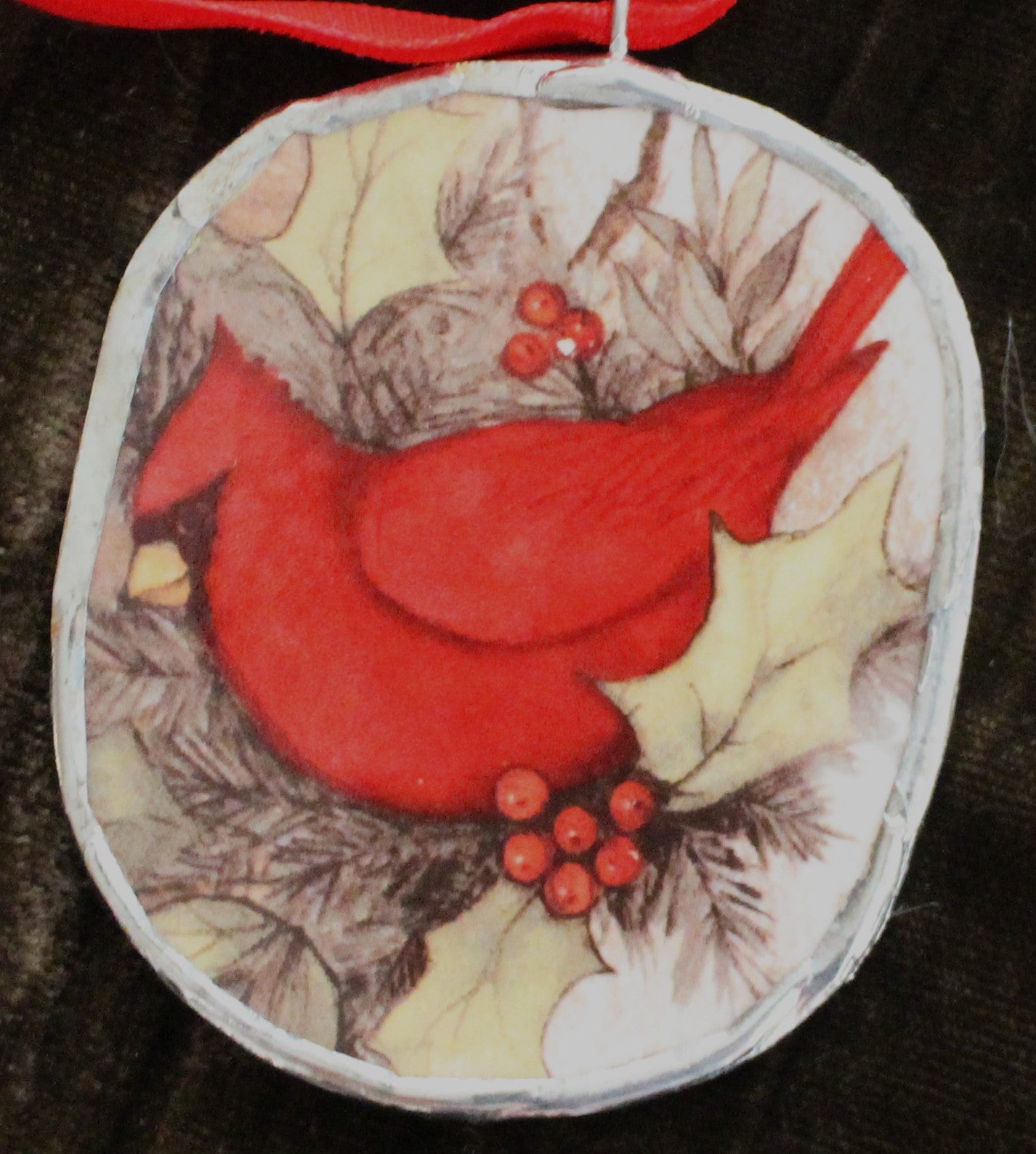 Cardinal With Holly Berries Ornament