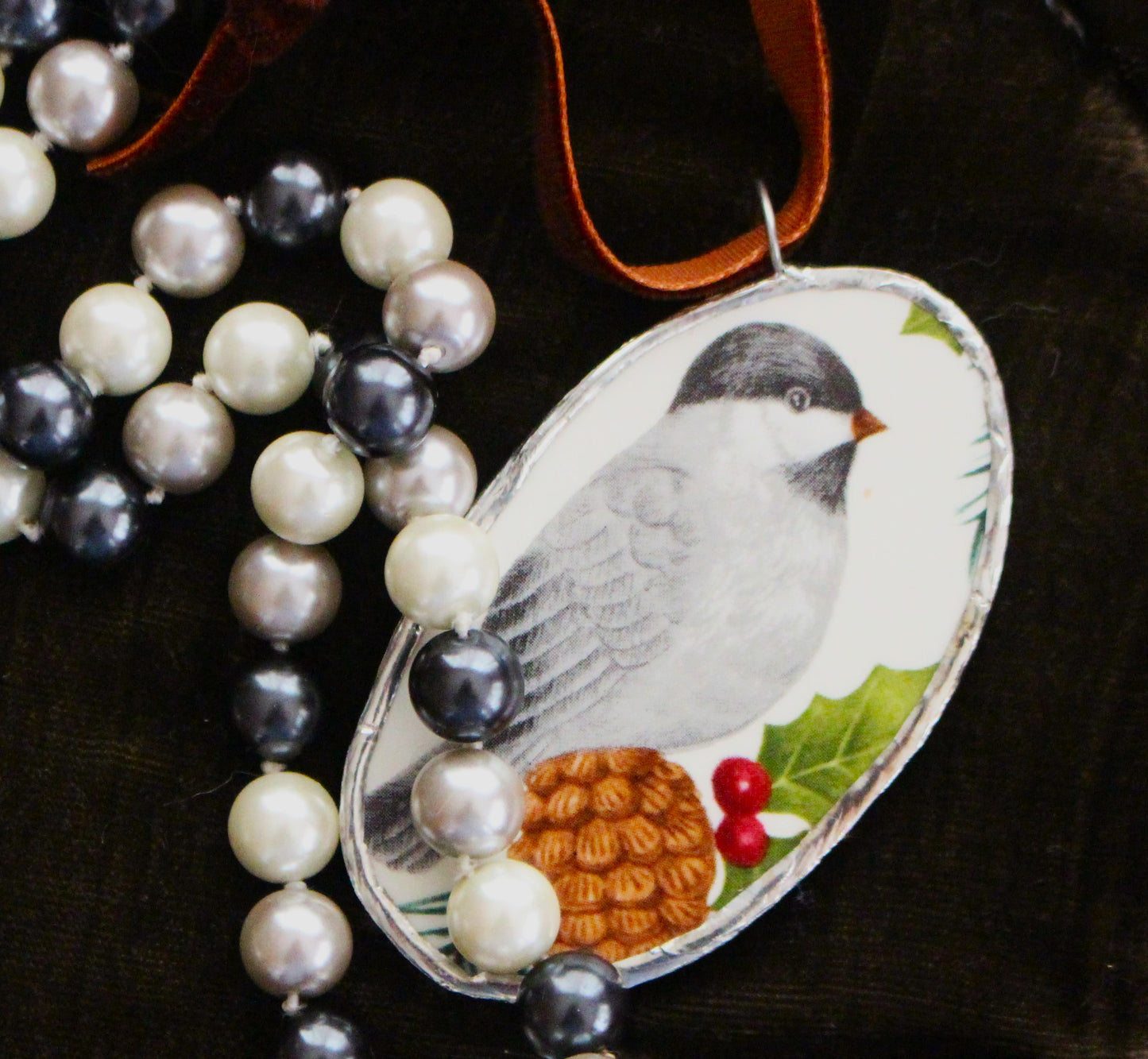 Chickadee On Pinecone Ornament