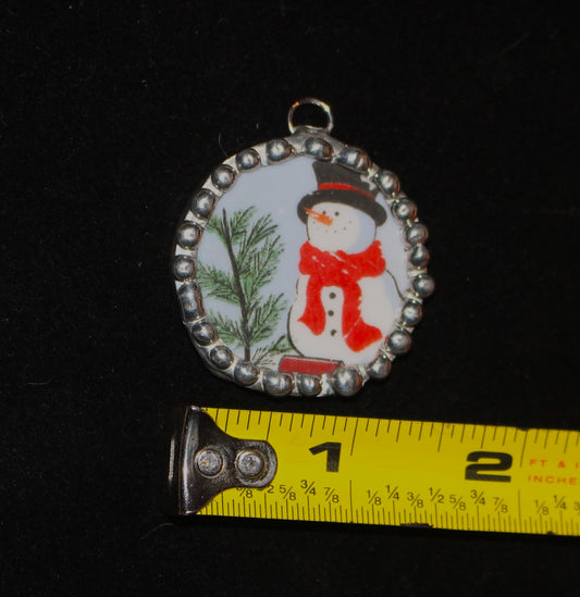 Red Scarf Snowman Pendant