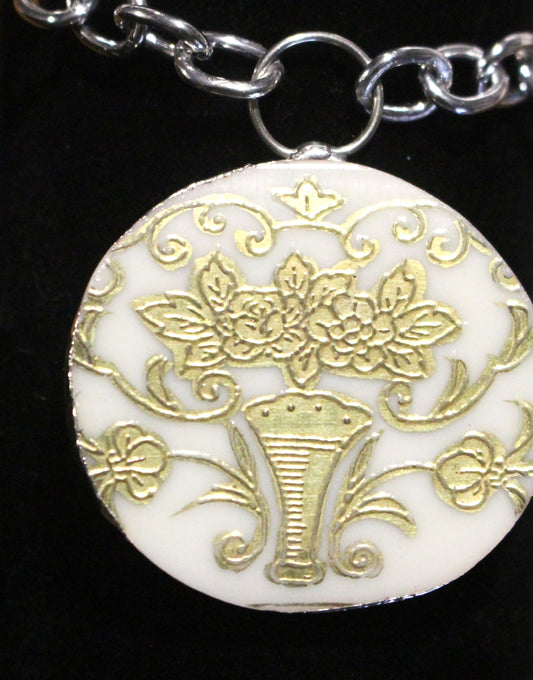 Golden Flowers Pendant on Silver