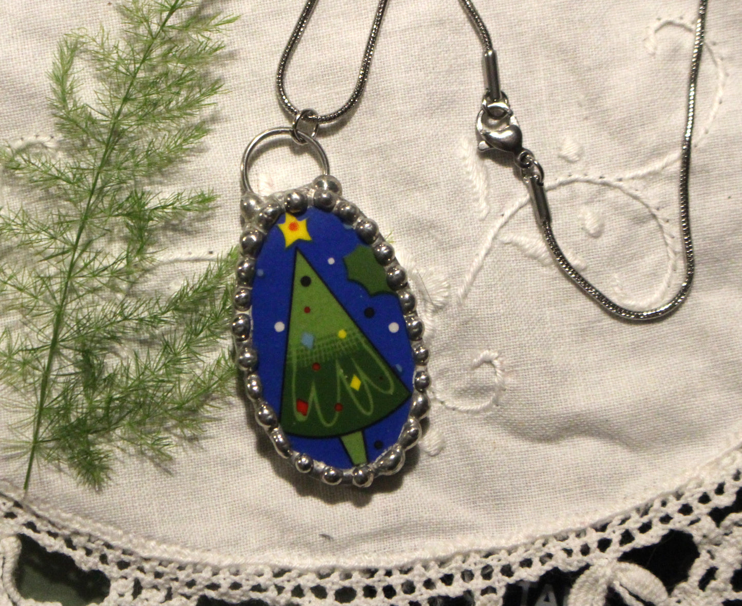 Oh Christmas Tree Oval Pendant