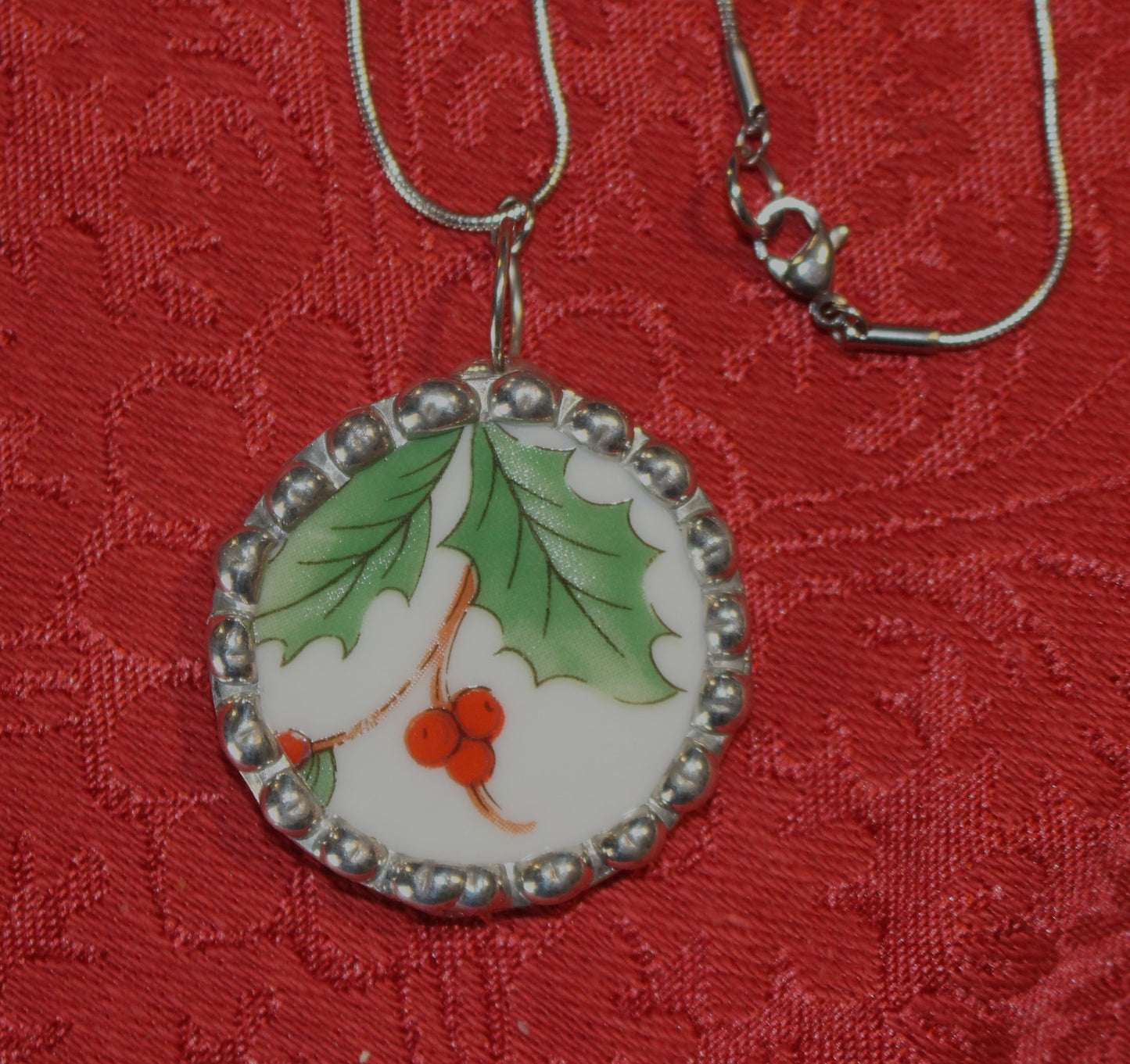 Holly Berry Round Large Pendant