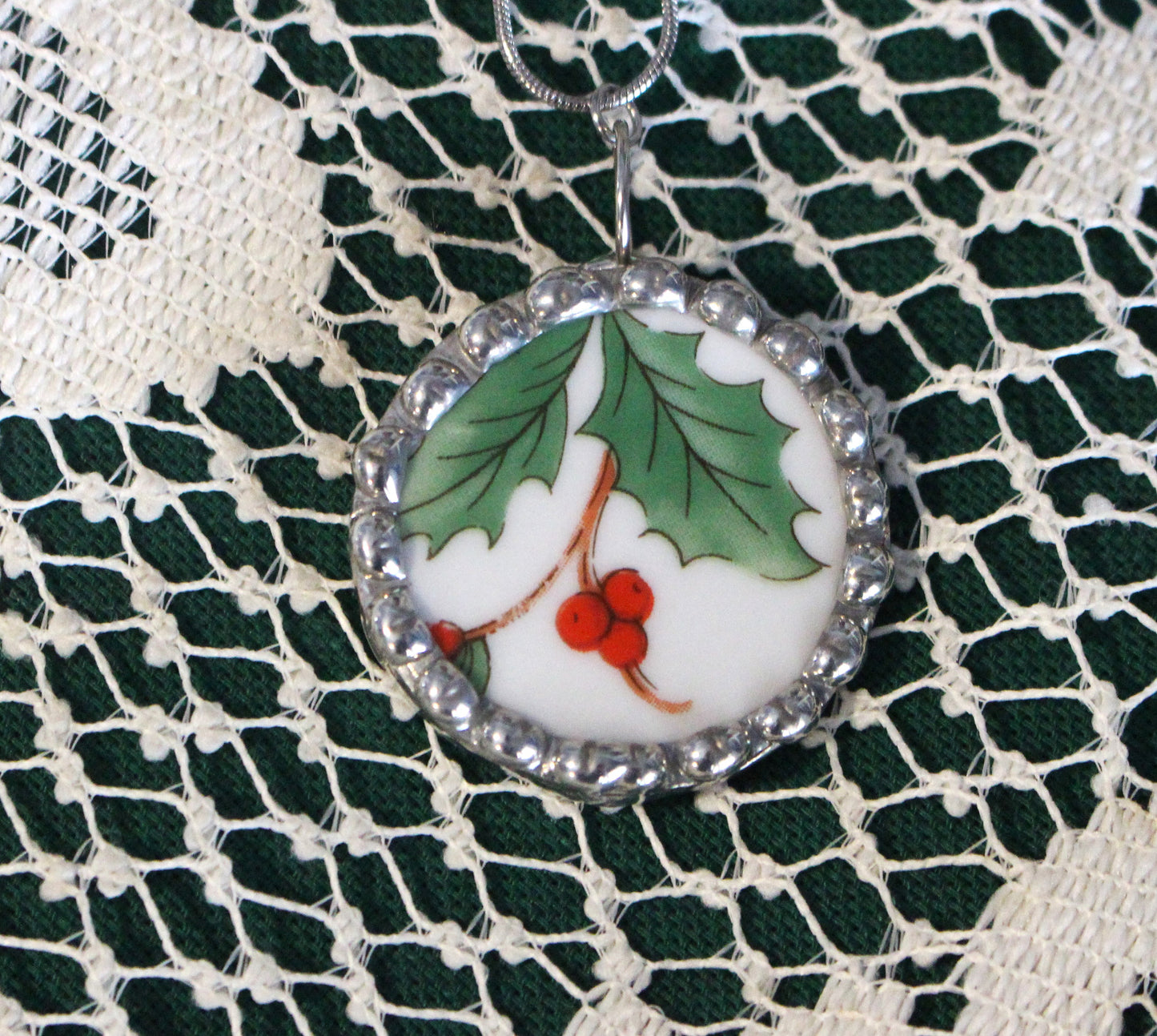 Holly Berry Round Large Pendant