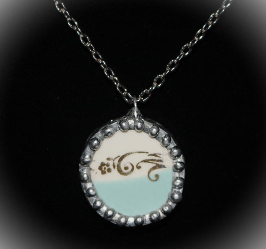 Blue and White Round Pendant