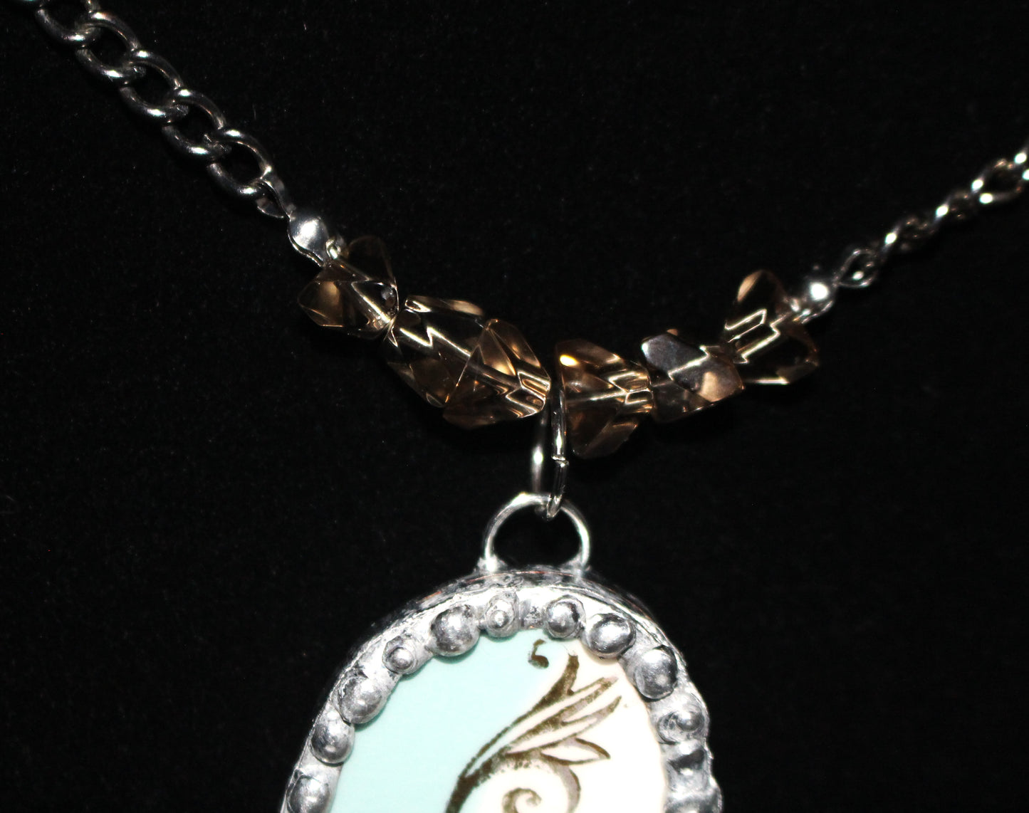 Blue and White Oval Pendant