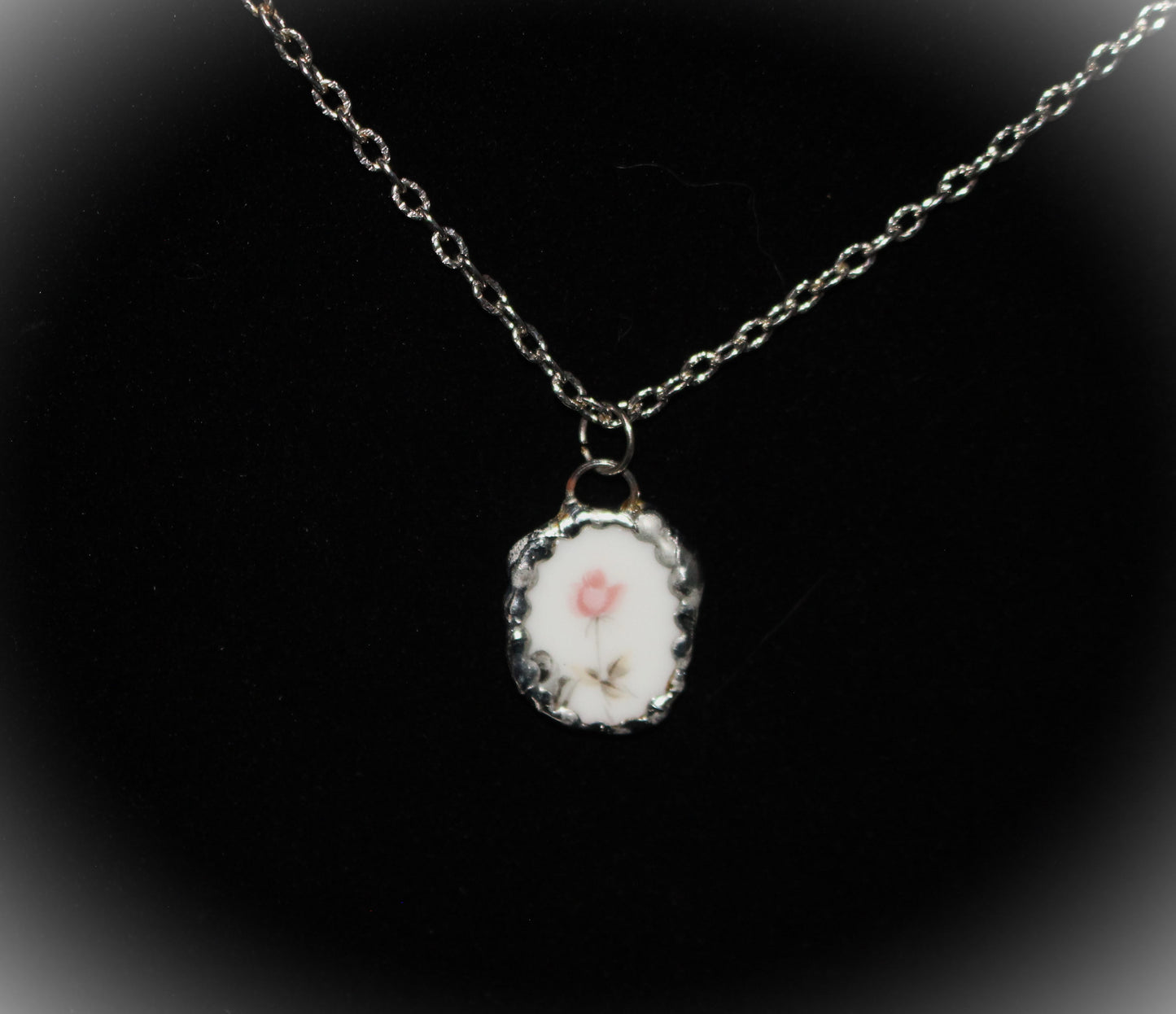 Solitary Pink Rose Pendant